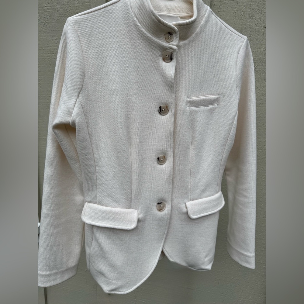 BANANA REPUBLIC KNIT PIQUE BLAZER BAND MILITARY SNOW DAY IVORY XS (or S) 885486 - Picture 9 of 14